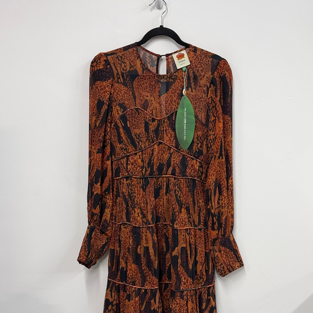 Farm Rio Black Giraffes Puff Sleeve Maxi Dress xs NEW - Picture 4 of 12